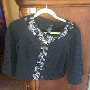 Women’s brocade jeweled crop jacket.  Size small